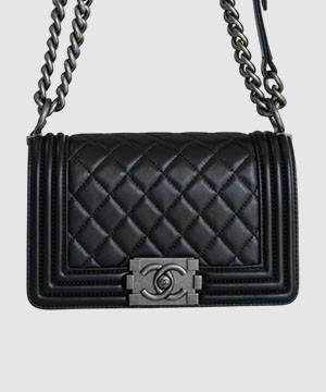 샤넬 보이백 스몰 블랙 은장 램스킨