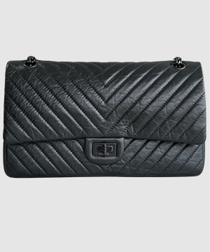 샤넬 2.55 빈티지 플랩백 올블랙 미듐