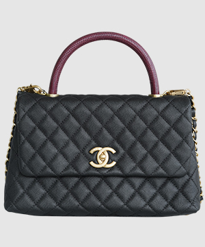 샤넬 코코핸들 블랙 리자드 미듐 캐비어