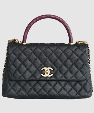 샤넬 코코핸들 블랙 리자드 미듐 캐비어