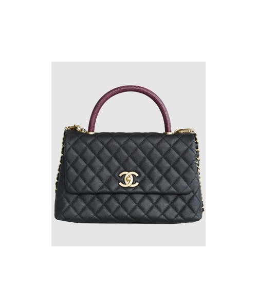 샤넬 코코핸들 블랙 리자드 미듐 캐비어