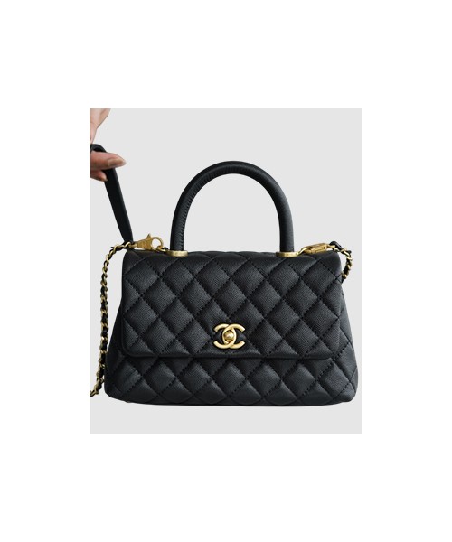 샤넬 코코핸들 블랙 금장 스몰 캐비어
