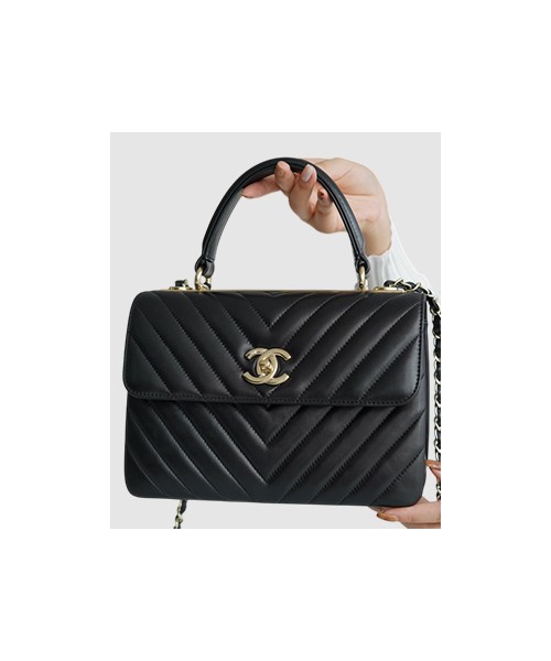 샤넬 탑핸들 트렌디 CC 블랙 스몰 램스킨
