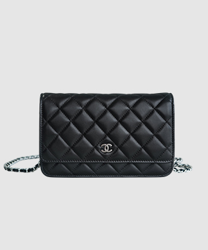 샤넬 클래식 WOC 블랙 은장 램스킨