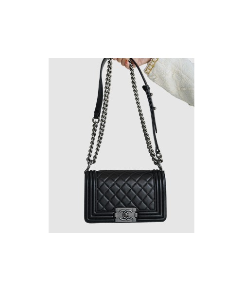 샤넬 램스킨 보이백 스몰 실버 버클