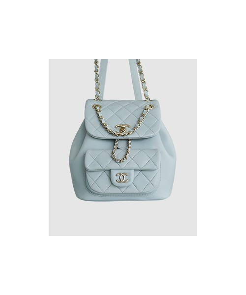 샤넬 22A 듀마 포켓 백 라이트 블루
