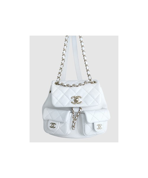 샤넬 23A 듀마 더블 포켓 백 스몰 화이트