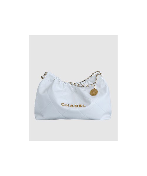 샤넬 22백 가로 버전 화이트 금장