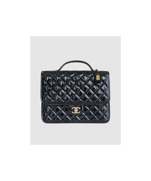 샤넬 라지 백팩 블랙 금장 유광