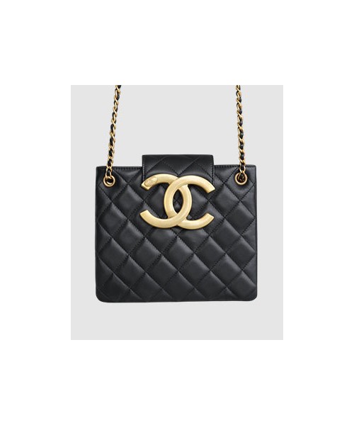 샤넬 24C 크루즈 레트로 라지 램스킨 블랙