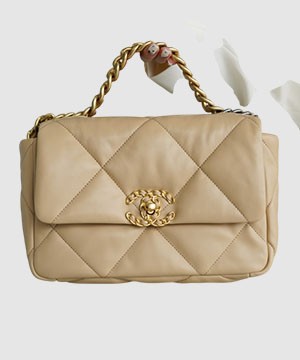 샤넬 19백 스몰 체인 램스킨 살구