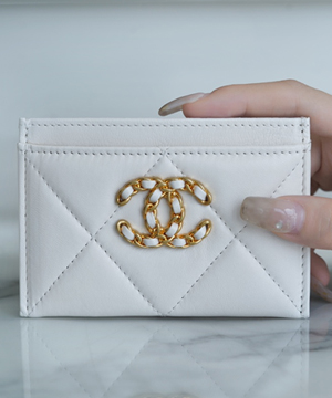 샤넬 카드 지갑 램스킨 금장 화이트 AP1167