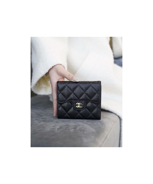 샤넬 캐비어 반지갑 캐비어 금장 AP0231