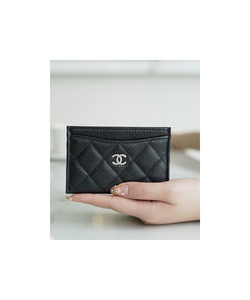 샤넬 클래식 카드지갑 캐비어 은장 블랙 AP0213
