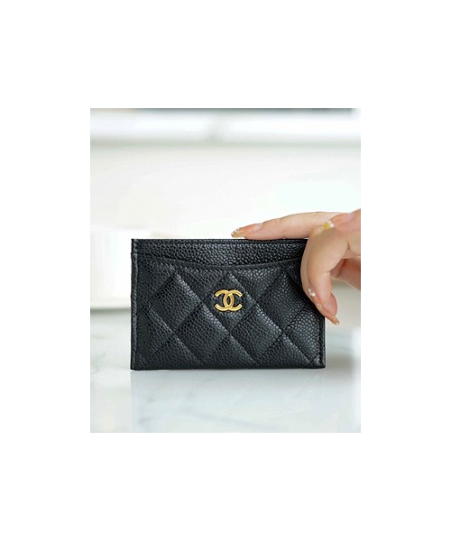 샤넬 클래식 카드지갑 캐비어 금장 블랙 AP0213