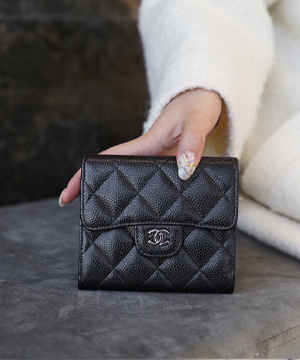 샤넬 캐비어 반지갑 캐비어 은장 AP0231