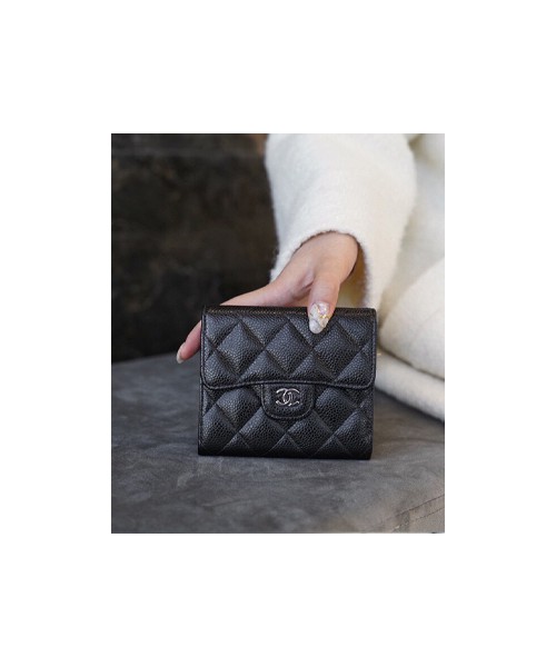 샤넬 캐비어 반지갑 캐비어 은장 AP0231