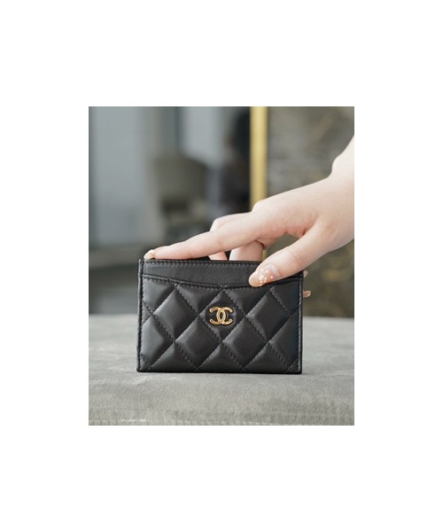 샤넬 클래식 카드지갑 램스킨 금장 AP0213