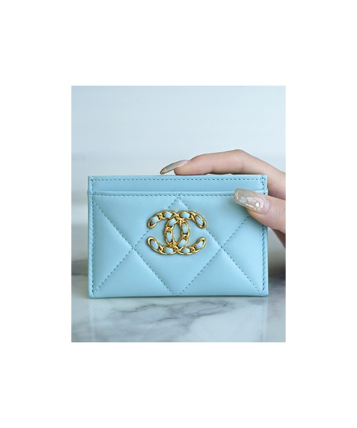 샤넬 카드 지갑 램스킨 금장 스카이 AP1167