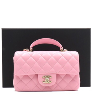 샤넬 AS2431 25시즌 핑크 램스킨 미니 탑핸들 플랩 토트백 금장 사이즈 : 가로 20CM / 세로 12.5CM / 폭 7CM