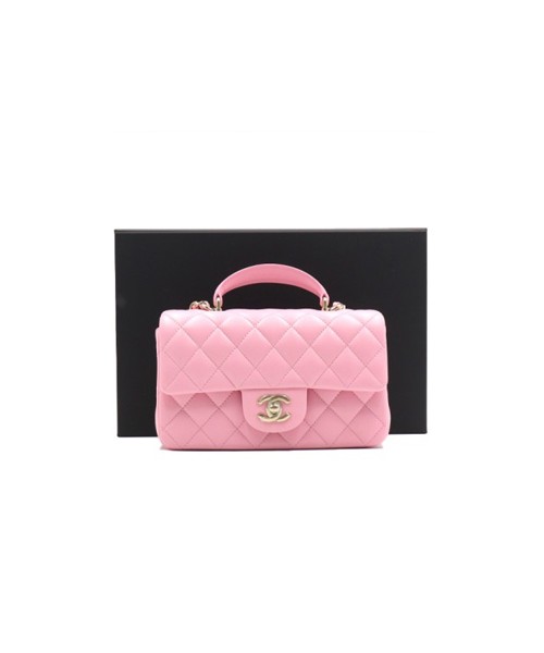 샤넬 AS2431 25시즌 핑크 램스킨 미니 탑핸들 플랩 토트백 금장 사이즈 : 가로 20CM / 세로 12.5CM / 폭 7CM