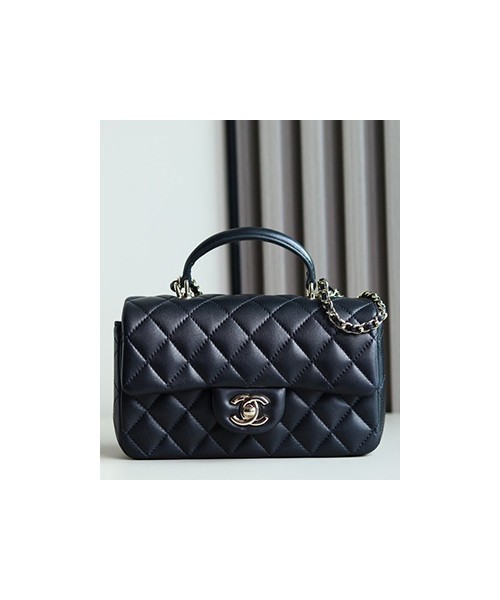 샤넬 핸들 미니 CF 플랩백 램스킨 금장