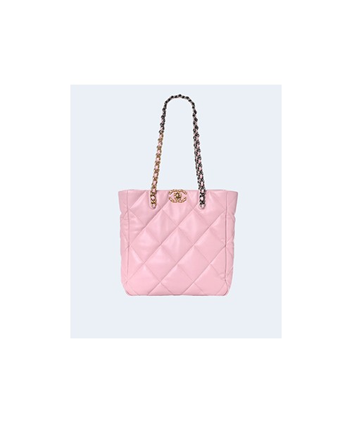 샤넬 19백 샤이니 램스킨 핑크 골드