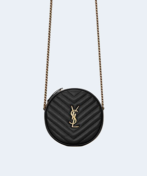 생로랑 쉐브론 라운드 카메라 백 블랙