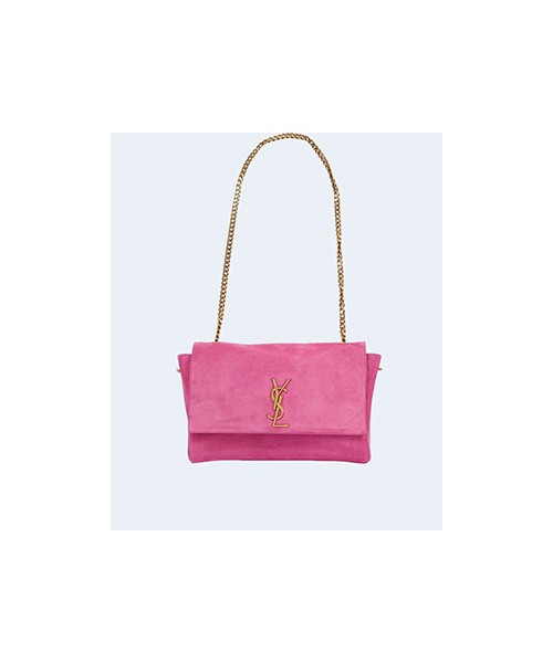 생로랑 미디움 스웨이드 리버서블 양면 케이트 백 핑크