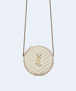 생로랑 쉐브론 라운드 카메라 백 화이트