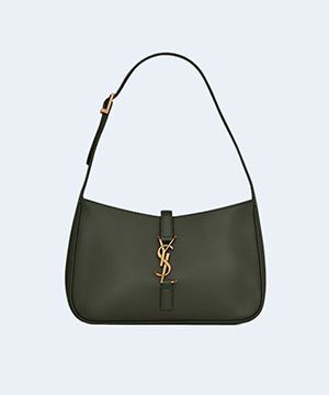 생로랑 LE 5 A 7 카바스 레더 호보백 다크 그린