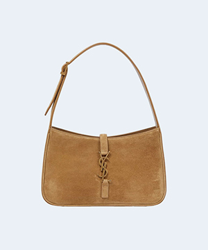 생로랑 LE 5 A 7 스웨이드 시어링 호보백 브라운