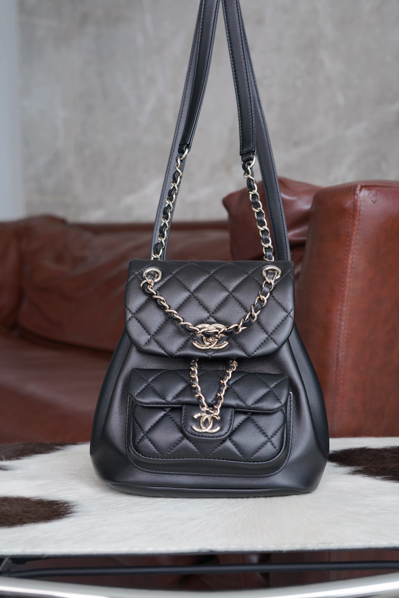 듀마백팩 원포켓 램스킨