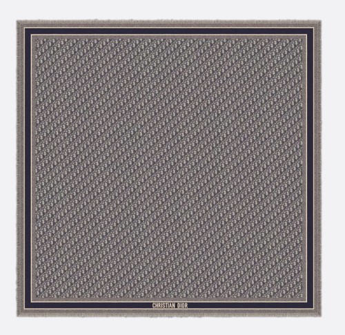 디올 네이비 블루 울 실크 코튼 스카프 143*143