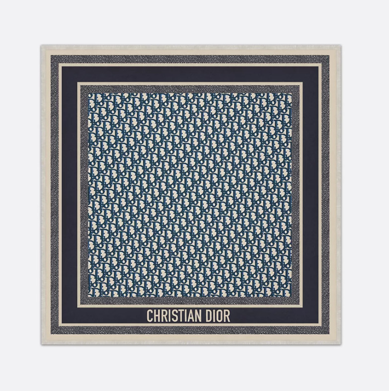 디올 네이비 블루 실크 트윌 70 스퀘어 스카프