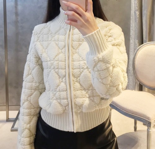 디올 매크로까나쥬 지퍼 가디건