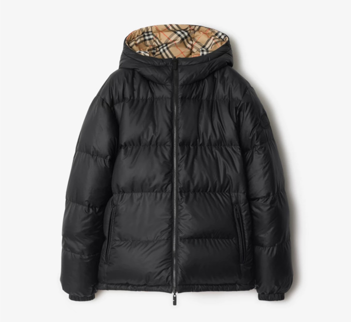 버버리 리버시블 체크 후드 퍼퍼 재킷
