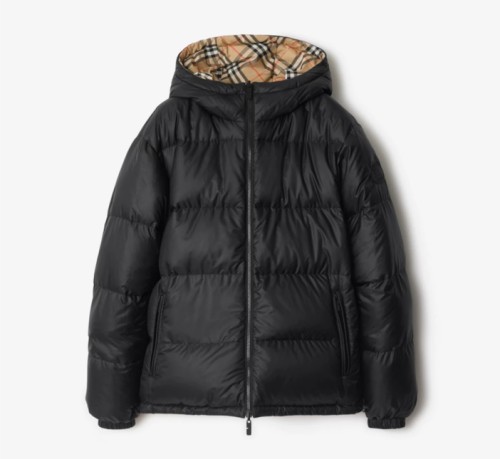 버버리 리버시블 체크 후드 퍼퍼 재킷