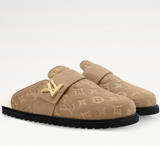 LV 코지 플랫 컴포트 클로즈드 뮬 브라운