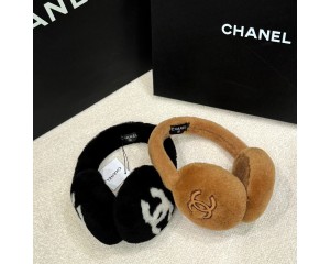 샤넬 이어머프 시어링 램스킨 귀마개 브라운