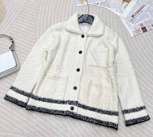 디올 Caro 재킷 에크루 울 블렌드 플리스 니트