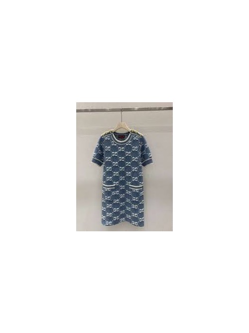 구찌(GUCCI) 올오버 자카드 GG 폴로니트 원피스