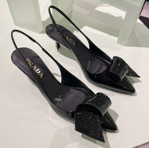 프라다 페이턴트 레더 슬링백 펌프스 궆 : 5.5CM