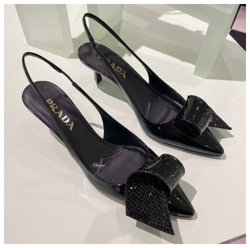 프라다 페이턴트 레더 슬링백 펌프스 궆 : 5.5CM