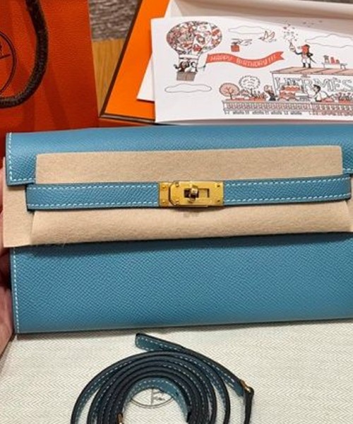 에르메스 켈리 투 고 미니백 앱송 (컬러 블루 진 금장)