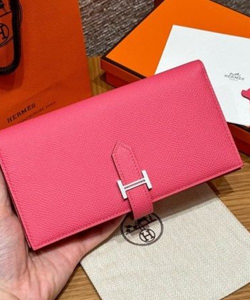 에르메스 베안 장지갑 (컬러 로즈 립스틱) (금장/은장) (올수공)