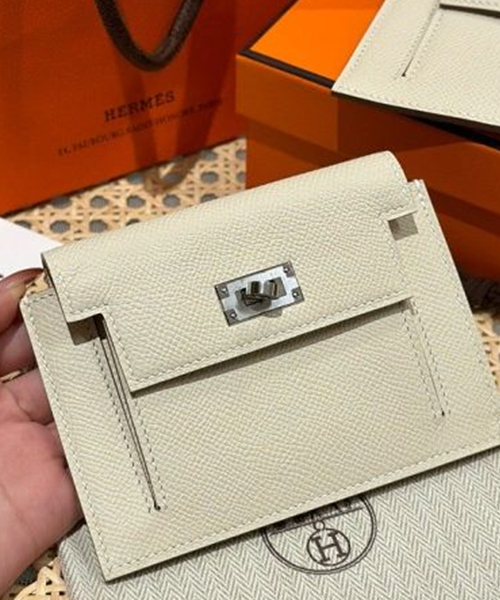 에르메스 켈리 포켓 카드지갑 (컬러 끄레) (은장)