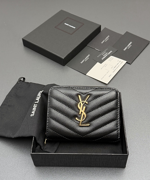 생로랑 카산드라 마틀라세 컴팩트 지퍼라운드 동전지갑 403723