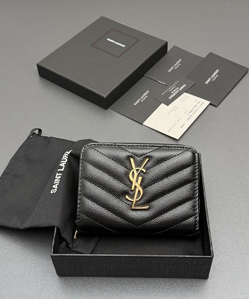 생로랑 카산드라 마틀라세 컴팩트 지퍼라운드 동전지갑 403723