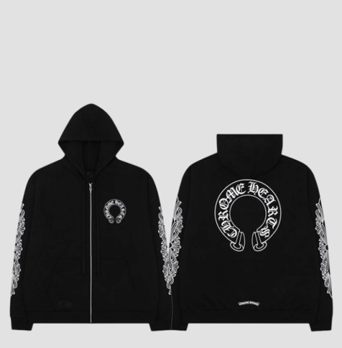 크롬하츠 홀스슈 플로랄 플리스 후드집업